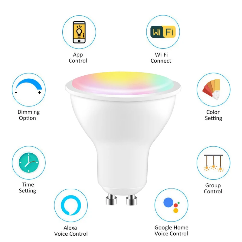 LED WiFi Leuchtmittel SmartHome Lampe dimmbar Licht Birne GU10 Alexa Google  5,5W