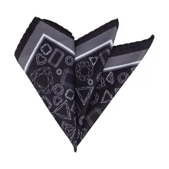 

Black geometric pocket square with white edging (52663)