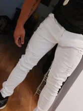 Pantalones vaqueros ajustados deshilachados para hombre, Vaqueros rasgados con rayas laterales, ropa informal estilo Hip Hop, S-4XL