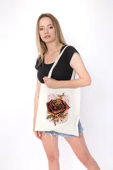 

Angemiel Bag Small Motif Red Rose Shopping Beach Tote Bag