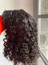Rizado Bob peluca del pelo humano del frente del cordón pelucas con minimechones brasileño Remy pelo humano Pelo Corto Pre arrancado peluca para las mujeres negras de la onda profunda de la peluca
