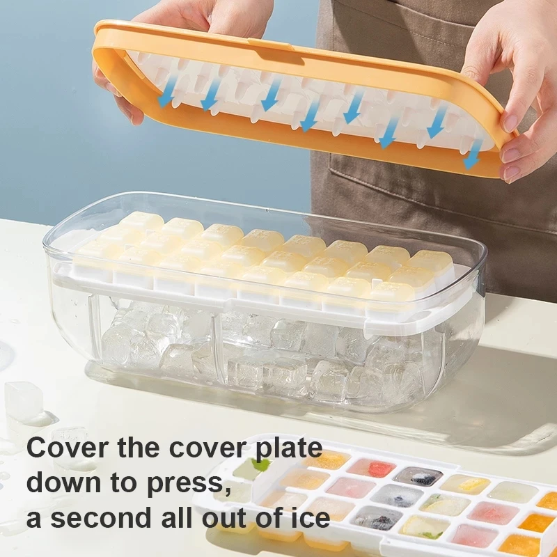 Ice Cube Trays & Ice Cube Storage Container Set w/ Airtight