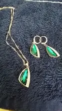 Juegos de joyas para mujer, bodas, Plata de Ley 925, collar de circonia cúbica verde, juegos de pendientes