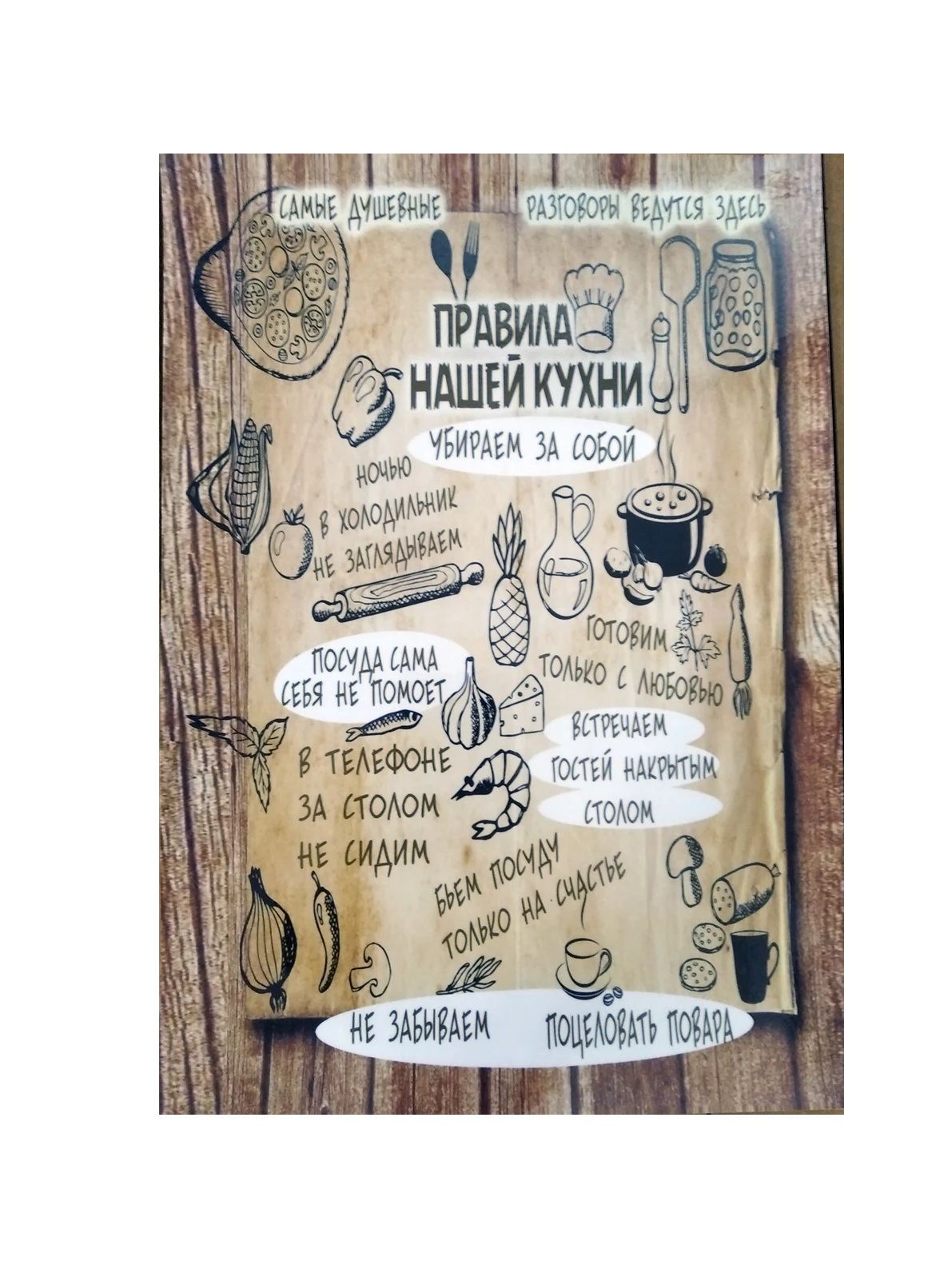 Магнит на холодильник с панно &quotПравила нашей кухни&quot 20х30 см  Дом и | Отзывы и видеообзор