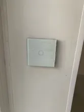 MiniTiger-Interruptor táctil de pared, estándar de la UE/Reino Unido, 1 entrada y 1 vía, Panel de interruptor de cristal blanco, 220-250V, solo función táctil