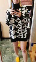 White Sweater Turtleneck Long Pullover Simplee Knitted Houndstooth Black Women Warm Fashion