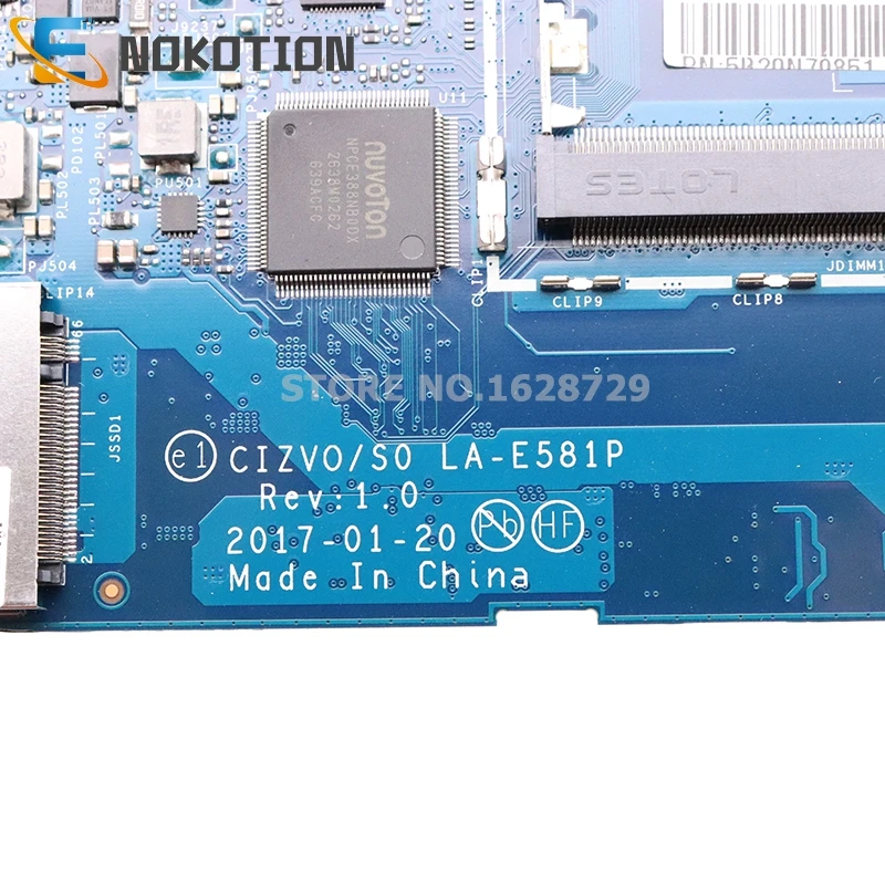 Greatest  NOKOTION for Lenovo 720s-14ikb Laptop Motherboard CIZVO S0 LA-E581P 5B20N79851 5B20N87826 SR342 I5-