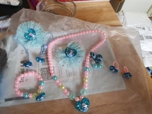 Conjunto de collar y pulsera de princesa Elsa para niños y niñas, caja de regalo de joyería con pinza para el pelo de Frozen 2, regalo de Navidad y vacaciones
