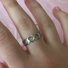 Skyrim-Anillo de corazón hueco para mujer, sortija de acero inoxidable, romántico, Color oro rosa, anillos de compromiso de boda informales, regalo de joyería