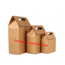 500 шт/партия, розничная, коричневая крафт-бумага, перерабатываемая пищевая упаковка, мешок для, Крафтовая бумага, мешок для печенья, Рождество