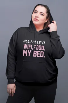 

Angemiel Wear All İ Need Is Wifi Black Women Hooded Sweatshirt