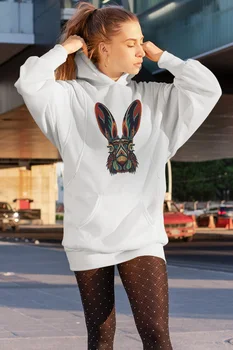 

Angemiel Wear Colorful Rabbit White Dress Sweatshirt Tunik