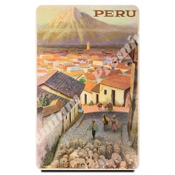 

Peru souvenir magnet vintage tourist poster