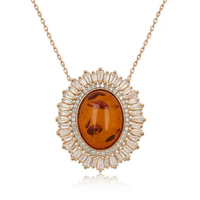

Armagano 100% 925 Sterling Silver Powder Amber Lady Necklace Quality and Original Women Amulets