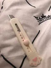 MINKYS-Mini cuchillo de bolsillo con Gato Kawaii, utensilio de utilidad artística, caja Express, cortador de papel, hoja rellenable para envolver, papelería