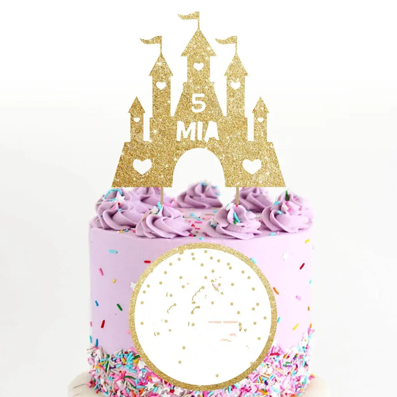 Topper Per Torta A Torretta Del Castello Della Principessa Personalizzato, Topper Per Torta Glitterato Di Compleanno Della Festa Della Principessa, Pe