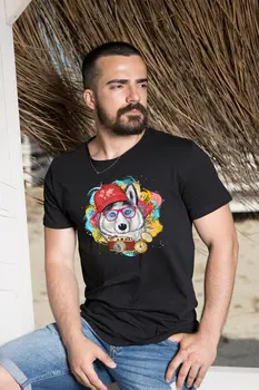 

Angemiel Wear Holidaymaker Husky Cotton Black Male T-Shirt