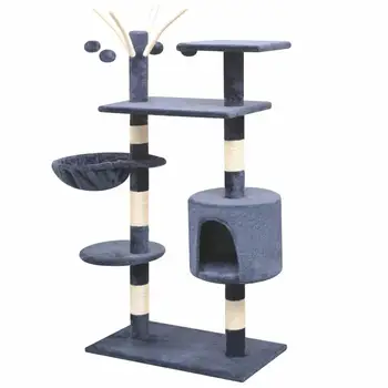

Cat Tree with Sisal Scratching Posts 125 cm Feature-packed Multi-level Play Center Cat Litter Small House Simple Four Season