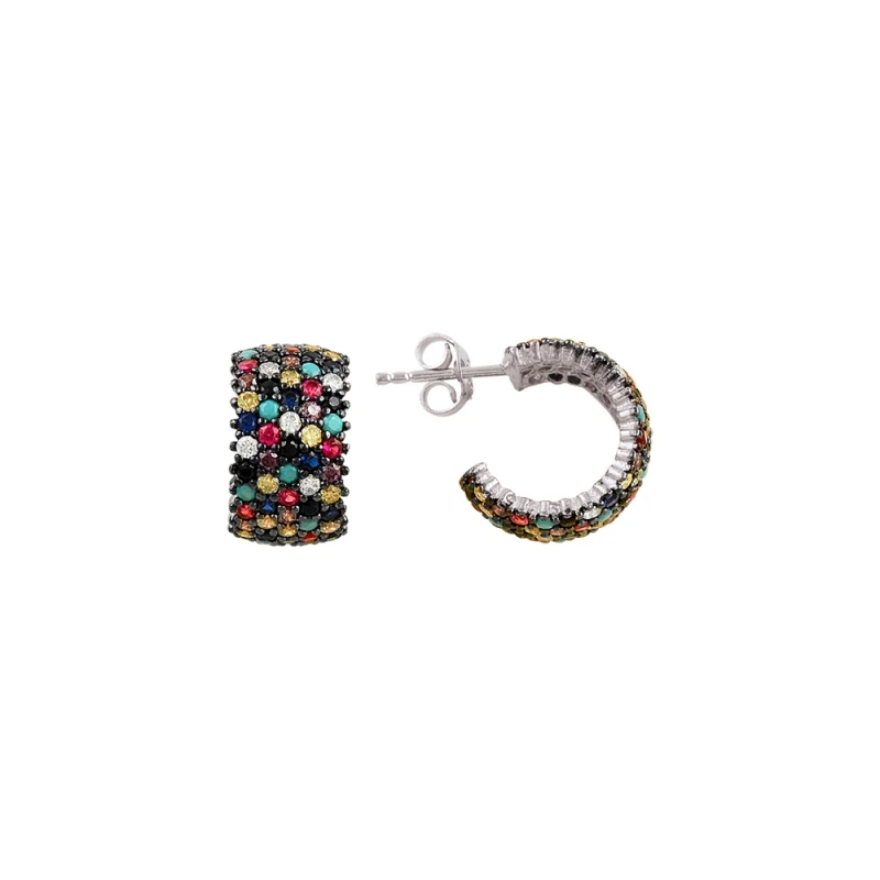 

Armagano Rhodium Plated 5 Row Mixed Color Zircon Stone Tamtur Earrings