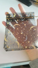 Bolsa de gasa de 50 Uds., bolsas negras de estrellas y luna de 9*12cm, paquete de organza de diseño especial, regalo de boda bronceado, paquete de joyería de dulces