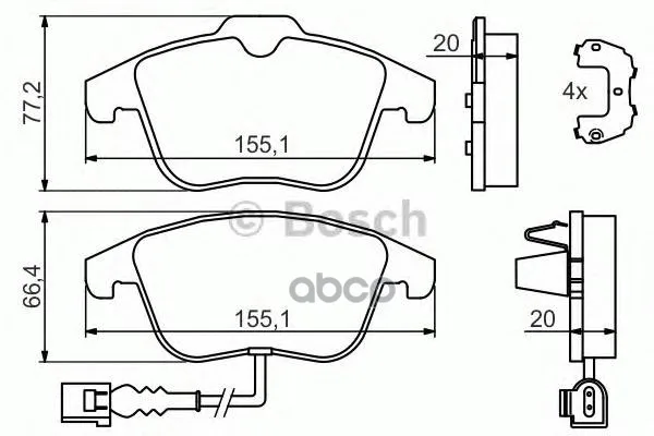 Колодки Тормозные Дисковые Audi Q3 11-/Vw Sharan 10-/Tiguan 07- Передние Bosch арт. 0986494372