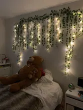 Plantas artificiales con LED para decoración del hogar, guirnalda de hiedra falsa para sala de estar, hoja de vid colgante de seda y mimbre, 12 unidades