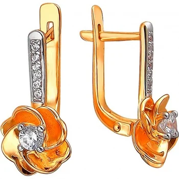 

Esthete earrings with 14 cubic zirconia Red Gold