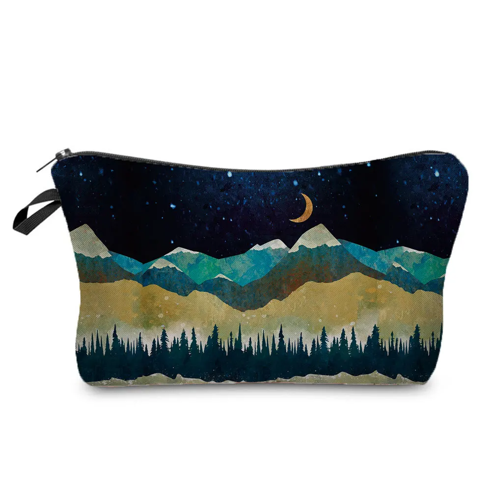 Landscape Painting Makeup Bag Polyester Cosmetic Bag Women Necessaire Pouch With Zipper Shaver Kit Bags Luxury Man Travel cosmetic bag cosmetic storage bag makeup bag cosmetic case toiletry bag