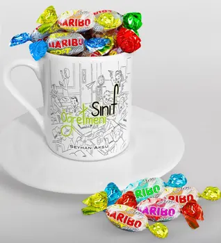 

Personalized Class Teacher Turkish coffee Cup and Haribo Candy Gift Set-4