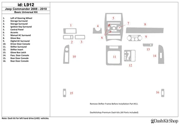 

Interior trim for Jeep Commander 2008-2010. Set L912.