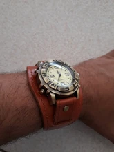 Reloj Retro de correa de cuero con hebilla para hombre, reloj Masculino, estilo Punk, Retro, Simple, ancho, marrón