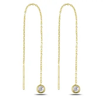 

Angemiel 925 Silver Zircon Stone Japanese Earrings-Gold Plated