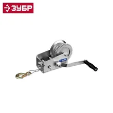 43113-1.1_z01 Лебедка ручная барабанная ЗУБР "ПРОФЕССИОНАЛ", тяговая, тросовая, 1.1т, 8м