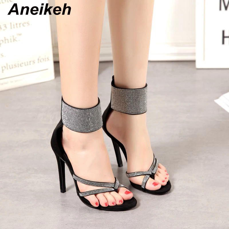 Aneikeh/ г.; обувь; женские босоножки на высоком каблуке с открытым носком; блестящие сандалии с перекрестными ремешками на лодыжке; туфли-лодочки; летние модельные туфли для вечеринок