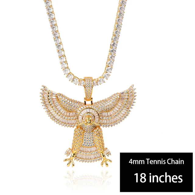 Hip Hop Large Flying Eagle Baguette CZ 
