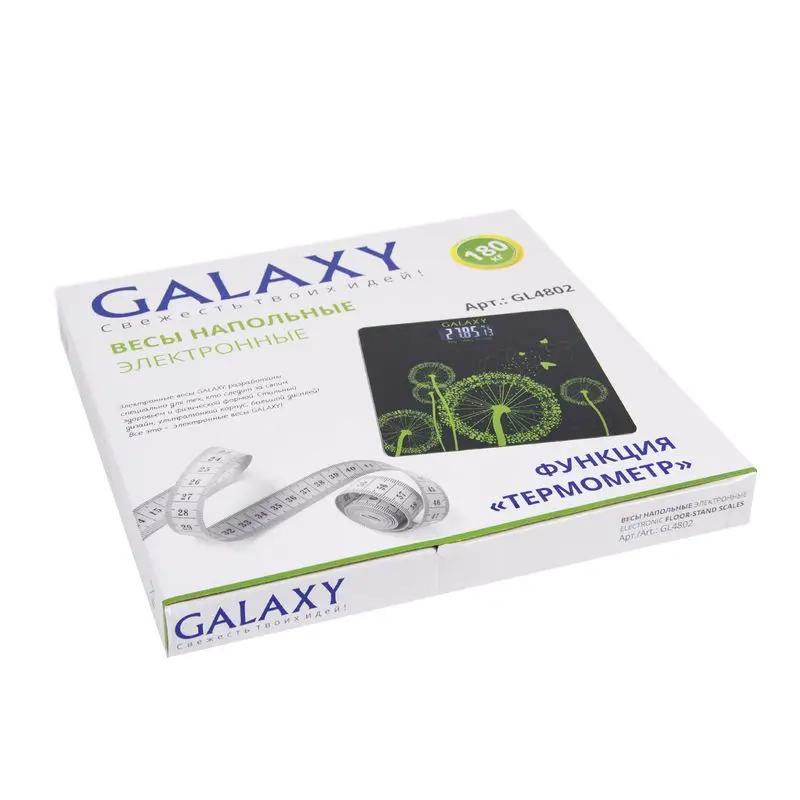 Электронные напольные весы Galaxy GL 4802, максимально допустимый вес 180 кг, функция "термометр"