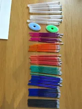 Juego de bolígrafo recargable, conjunto de boli borrable y recambiable, con carcasa lavable, mango de 0,5mm y cartuchos de recambios, tinta de 7 colores, ideal para la escuela y la oficina, 59 unidades