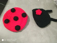 2 unids/set recién nacido mariquita traje accesorios de fotografía disfraz sombrero + capa de punto de ganchillo ropa bebé mono insectos ropa