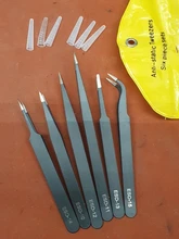 6 unids/set pinzas ESD 10-15 seguro Anti-estática de acero inoxidable de soldadura pinzas las herramientas para Estación de soldadura con bolsa