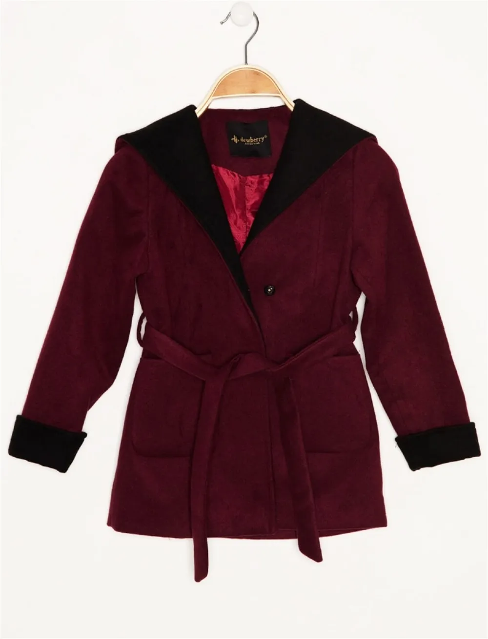 Z8002 DEWBERRY пальто для девочек-бордовый
