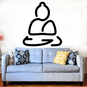 

Meditating Monk Man Silhouette Wall Sticker Decal Buddhism Meditating Home Wall Decor A00210