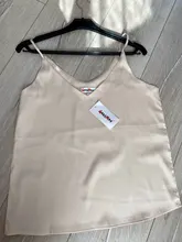 Top Women Tank-Tops Spaghetti-Strap White Cami Satin Silk Summer Camisole Basic V-Neck