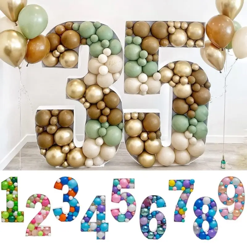 

73/100cm Blank Balloon Number Filling Box 0-9 Number Balloons Frame Board Kids Adult Birthday Anniversary Wedding Party Supplies