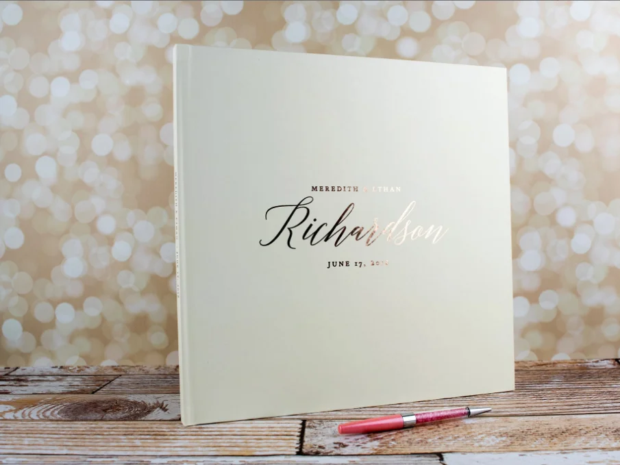 Personalized Wedding Guest Book Gold or Silver Foil Wedding Album Square Guest Books Custom Guestbooks Bridal shower Photo Book