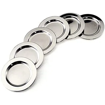 

Set 6 saucers stainless steel silver-Dia 32 cm-tray for appetizers-silver | Franquihogar