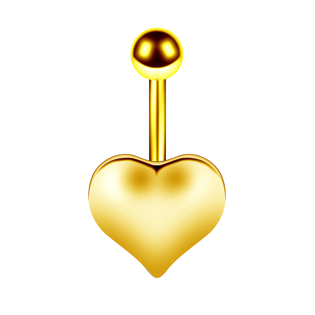 Gold Color Heart belly button ring 14G belly ring cute navel piercing bar sexy belly piercing dangle navel ring lot