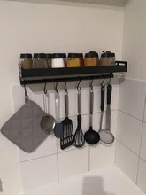 Estante de cocina de aluminio negro, gancho de drenaje para condimentos, montado en la pared, multifunción, despensa, almacenamiento para el hogar, 30cm, 40cm, 50cm