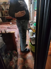 Pantalones vaqueros rectos de estilo japonés para hombre, Jeans holgados de motorista con bolsillos laterales, color azul holgado, nuevo, 2021
