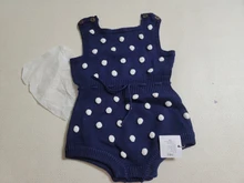 Knitted Baby Rompers Overalls Jumpsuit Handmade Infant 100%Cotton Pompom