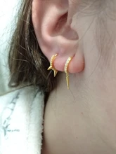 ROXI 100% de Plata de Ley 925 Punk remache pequeño pendientes de aro abierto Cubic Zirconia pendientes para las mujeres joyería de moda regalos